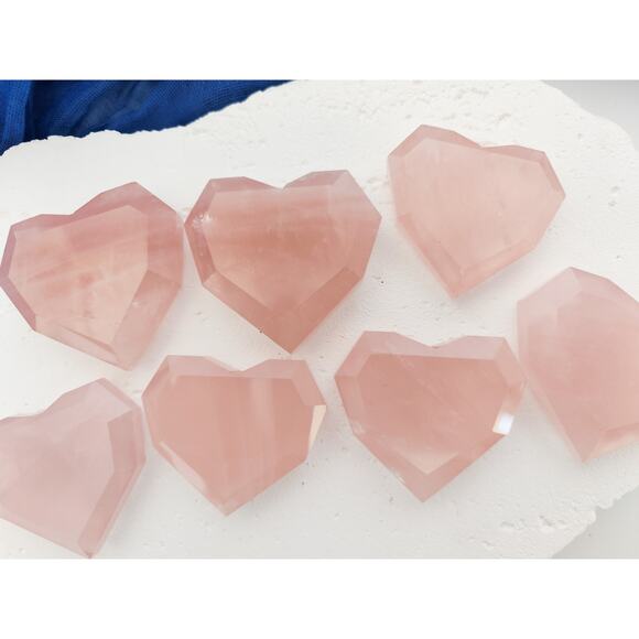 Faceted Rose Quartz Heart Crystal Carving - Picture 4 of 7